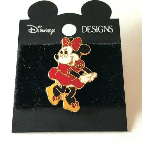 Vintage Minnie Mouse Pin Disney Designs Enamel Brooch Lapel Hat Tie Tac Signed - Picture 3 of 9